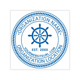 Ship Wheel Rope #2 Seal Name Loc URL Est Self-inking Stamp