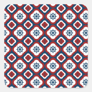 Ship Wheels and Anchors Square Sticker