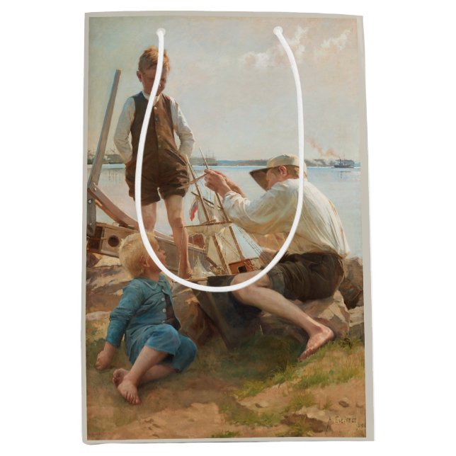 Shipbuilders (by Albert Edelfelt) Medium Gift Bag (Front)