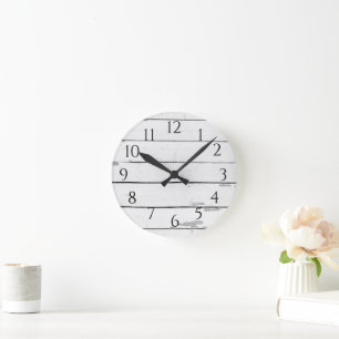 Shiplap Coastal Rustic Round Clock