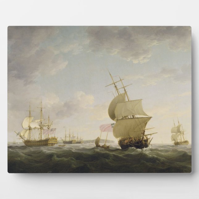 Shipping in the English Channel, c.1755 (oil on ca Plaque (Front)