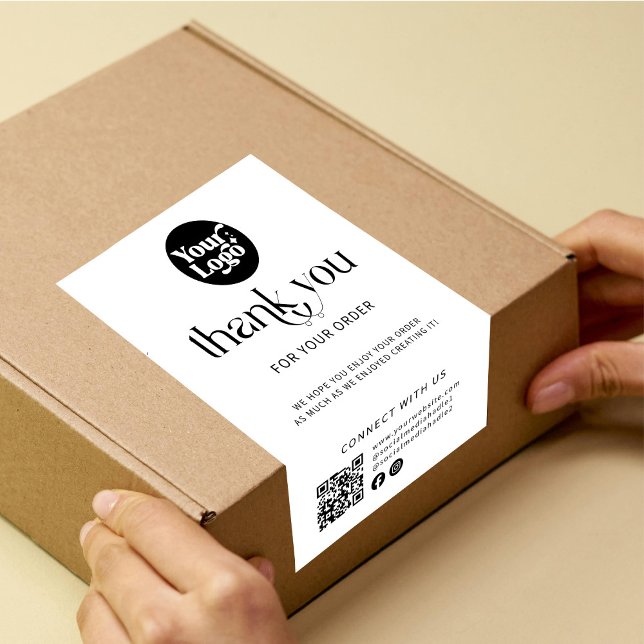 Shipping Logo QR Code White Thanks Box Seal Label (Creator Uploaded)