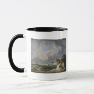 Shipping off a Coastline in a Rough Sea (oil on ca Mug