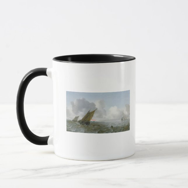 Shipping Offshore in a breeze, 17th century Mug (Left)
