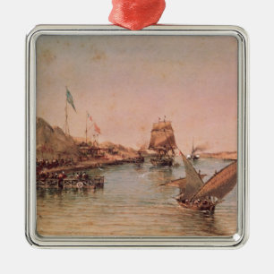 Shipping on the Suez Canal Metal Ornament