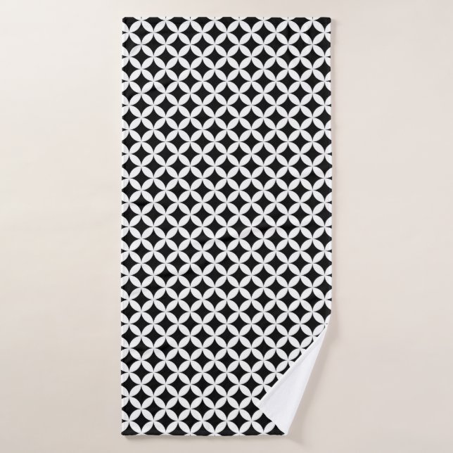 Shippo Japanese Black And White Geometric Pattern Bath Towel (Bath Towel)