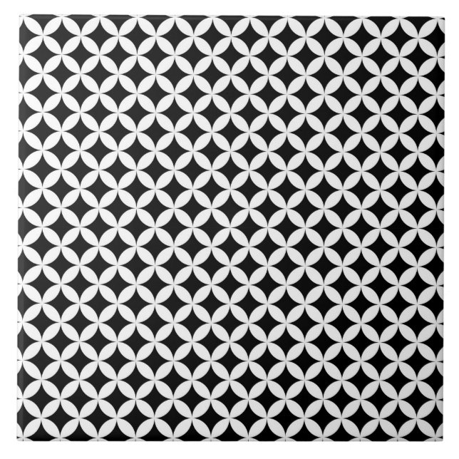 Shippo Japanese Black And White Geometric Pattern Ceramic Tile (Front)