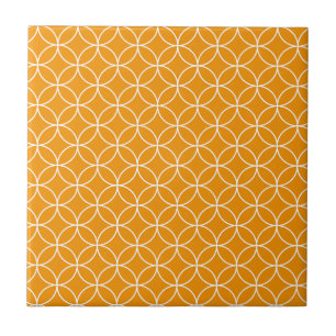 Shippo Motive Orange and White Ceramic Tile