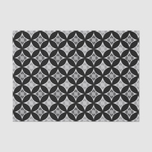 Shippo with Flower Motif, Black, White and Grey Tissue Paper