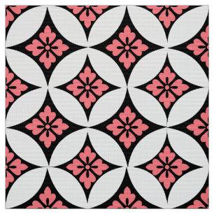 Shippo with Flower Motif, Black, White and Pink Fabric