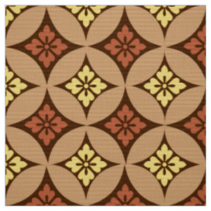 Shippo with Flower Motif, Brown and Golden Yellow Fabric