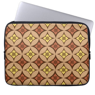 Shippo with Flower Motif, Brown and Golden Yellow Laptop Sleeve