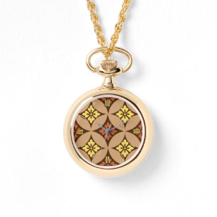Shippo with Flower Motif, Brown and Golden Yellow Watch