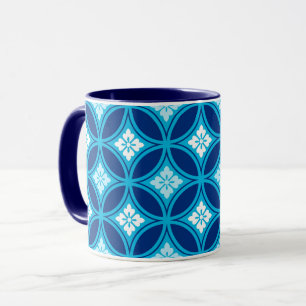 Shippo with Flower Motif, Deep Indigo Blue Mug