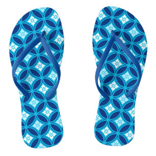 Shippo with Flower Motif, Deep Indigo Blue Thongs