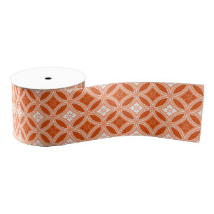 Shippo with Flower Motif, Mandarin Orange Grosgrain Ribbon