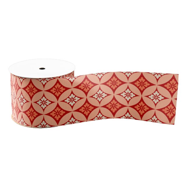 Shippo with Flower Motif, Mandarin Orange Grosgrain Ribbon (Spool)