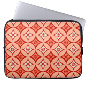 Shippo with Flower Motif, Mandarin Orange Laptop Sleeve