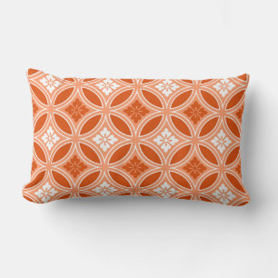 Shippo with Flower Motif, Mandarin Orange Lumbar Cushion
