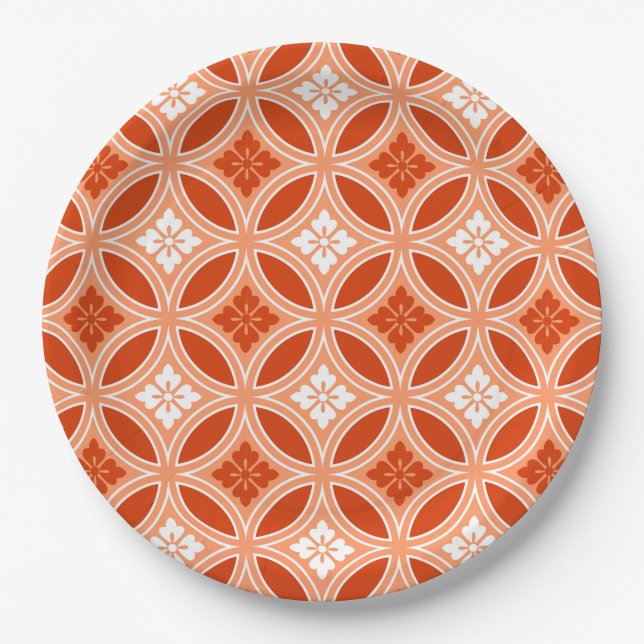 Shippo with Flower Motif, Mandarin Orange Paper Plate (Front)