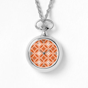 Shippo with Flower Motif, Mandarin Orange Watch