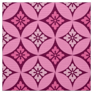 Shippo with Flower Motif, Pink and Burgundy Fabric