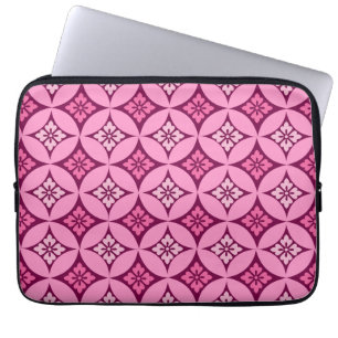 Shippo with Flower Motif, Pink and Burgundy Laptop Sleeve