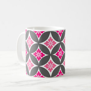 Shippo with Flower Motif, Pink and Silver Grey Coffee Mug