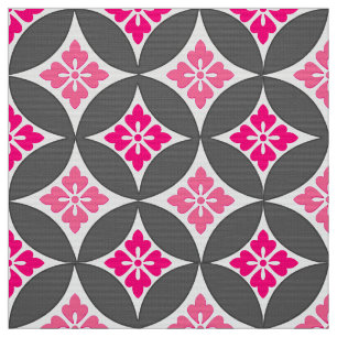 Shippo with Flower Motif, Pink and Silver Grey Fabric