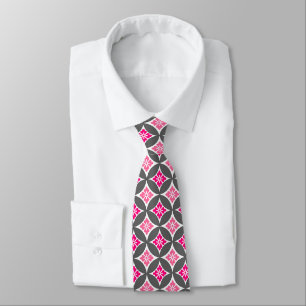 Shippo with Flower Motif, Pink and Silver Grey Tie