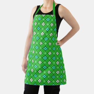 Shippo with Flower Motif, Shades of Jade Green Apron