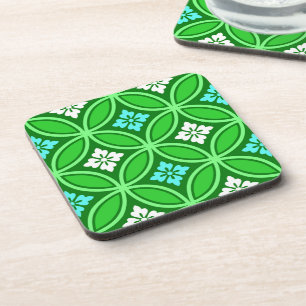 Shippo with Flower Motif, Shades of Jade Green Coaster