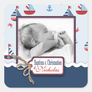 Ships Ahoy! Baptism Square Sticker