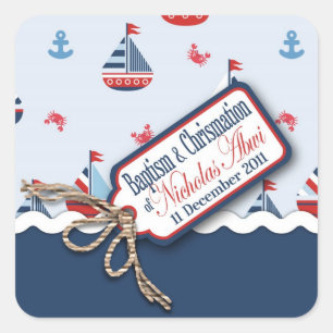 Ships Ahoy! Baptism Square Sticker_Nicolas Sticker