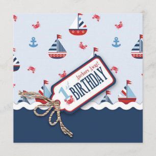 Ships Ahoy Birthday Invite Square 1
