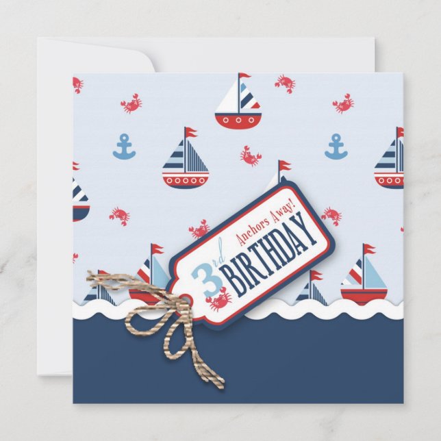 Ships Ahoy Birthday Invite Square 3 (Front)