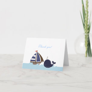 Ships Ahoy Blue Whale Folded Thank you note Card