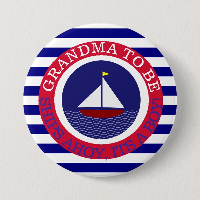 Ships Ahoy, Its a Boy Baby Shower Button (Front)