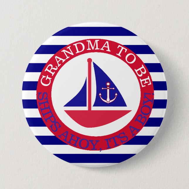 Ships Ahoy, Its a Boy Baby Shower Button (Front)
