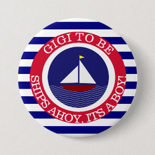 Ships Ahoy, Its a Boy Baby Shower Button