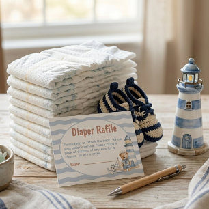 Ships Ahoy It's A Boy Baby Shower Diaper Raffle Enclosure Card