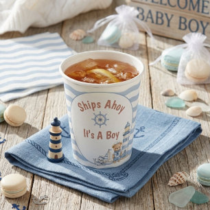 Ships Ahoy It's A Boy Nautical Baby Shower Paper Cups