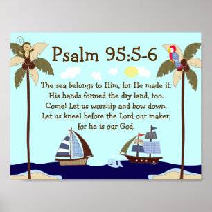 Ships Ahoy Nautical Bible Verse Wall Print