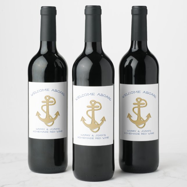 Ships Anchor Custom Wine Bottle Label (Bottles)