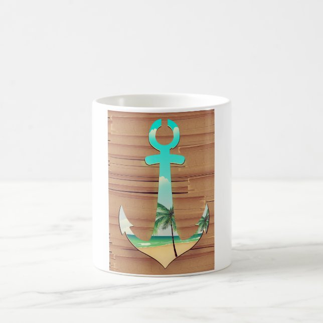 Ships Anchor in a board walk Coffee Mug (Center)
