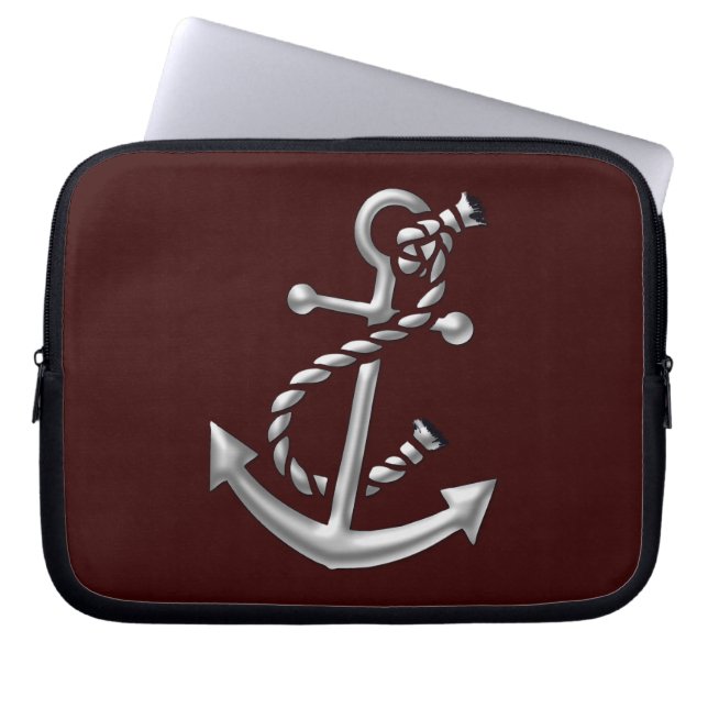 Ship's Anchor Nautical Marine-Themed Gift Laptop Sleeve (Front)