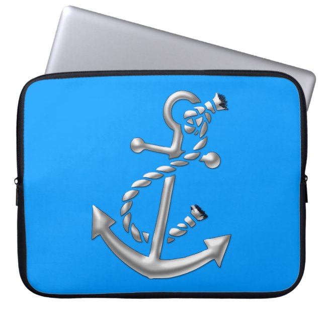 Ship's Anchor Nautical Marine-Themed Gift Laptop Sleeve (Front)