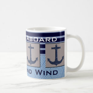 Ship's Anchor & Nautical Stripes Your Boat name Coffee Mug