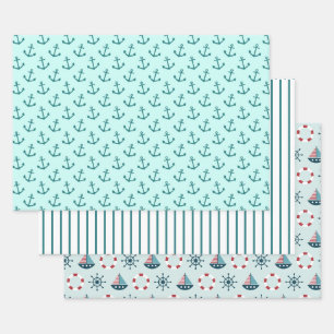 Ships and Anchors Wrapping Paper Sheet