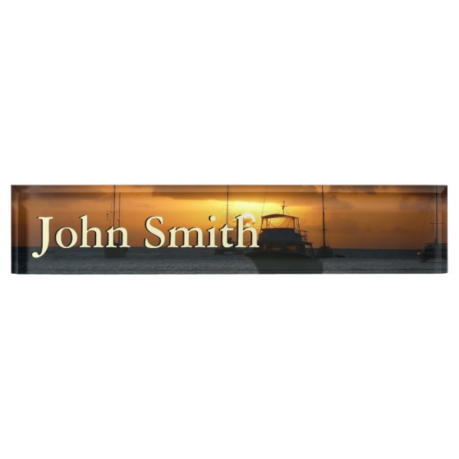 Ships and Sunset Tropical Seascape Nameplate (Front)